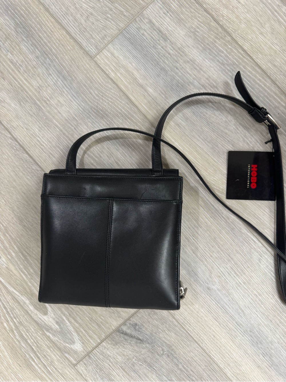 HOBO Black Leather Top-Handle Card Slot Tote